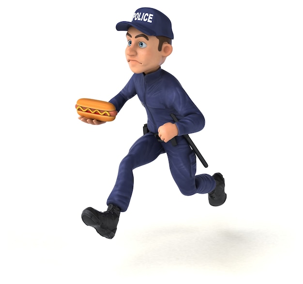 Fun 3D illustration of a cartoon Police Officer