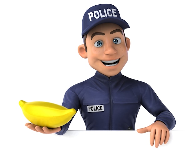 Fun 3D illustration of a cartoon Police Officer