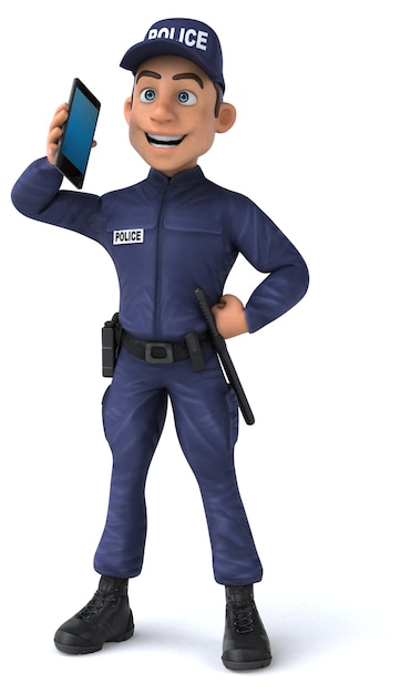 Fun 3D illustration of a cartoon Police Officer