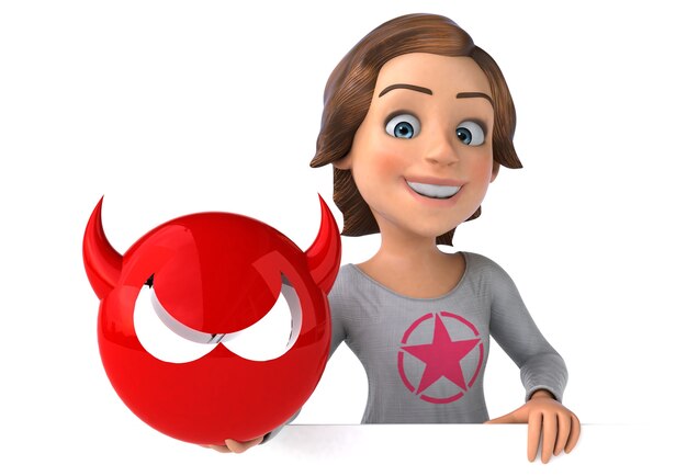 Fun 3D illustration of a cartoon teenage girl