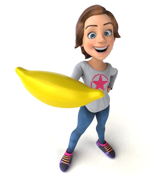 Fun 3D illustration of a cartoon teenage girl