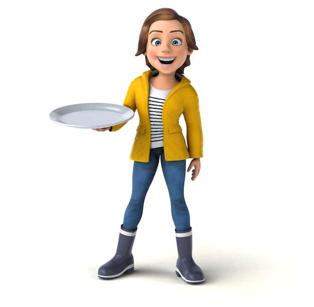 Fun 3D illustration of a cartoon teenage girl