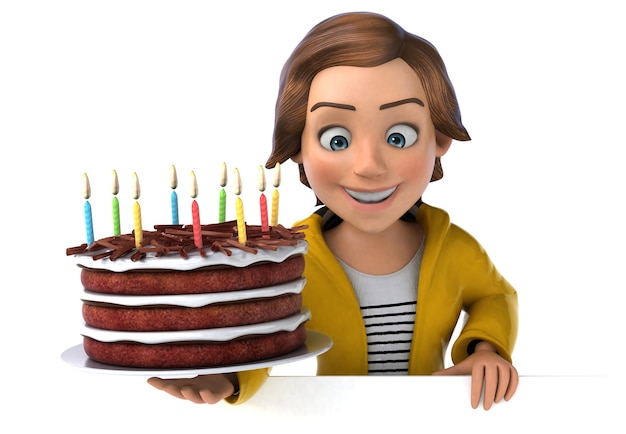 fun 3d illustration of a cartoon teenage girl