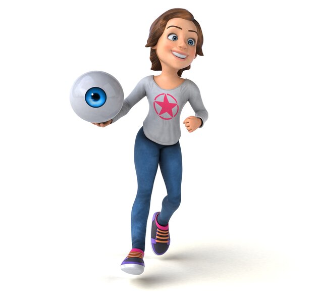 Fun 3D illustration of a cartoon teenage girl