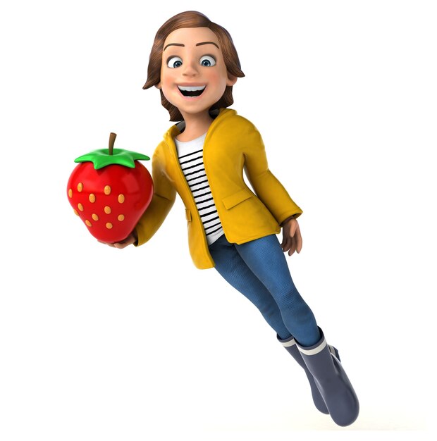 Fun 3D illustration of a cartoon teenage girl