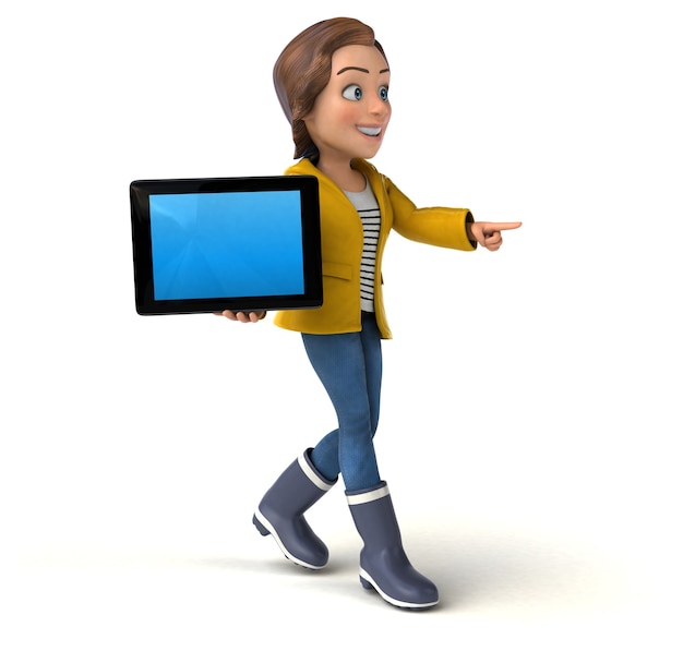 Fun 3D illustration of a cartoon teenage girl