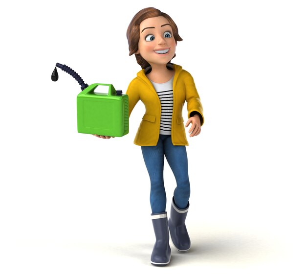 Fun 3D illustration of a cartoon teenage girl