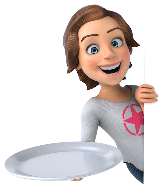 Fun 3D illustration of a cartoon teenage girl