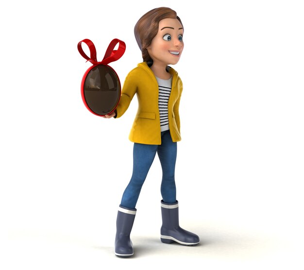 Fun 3D illustration of a cartoon teenage girl