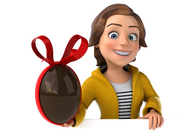 Fun 3D illustration of a cartoon teenage girl