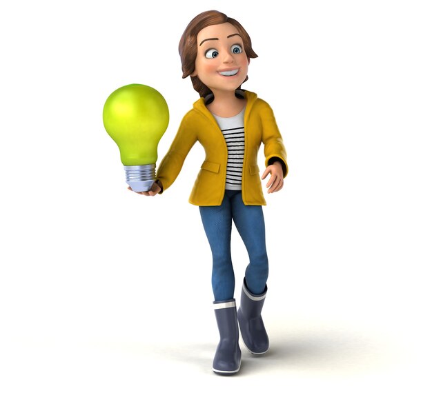 Photo fun 3d illustration of a cartoon teenage girl