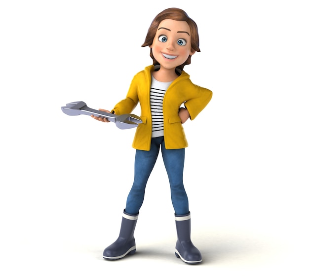 Fun 3D illustration of a cartoon teenage girl