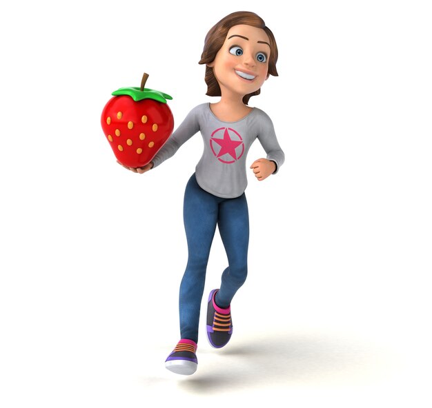 Fun 3D illustration of a cartoon teenage girl