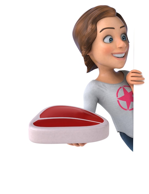 Fun 3D illustration of a cartoon teenage girl