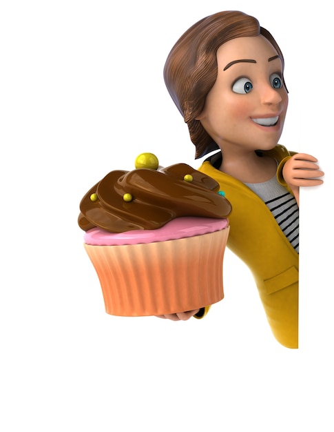 Fun 3D illustration of a cartoon teenage girl