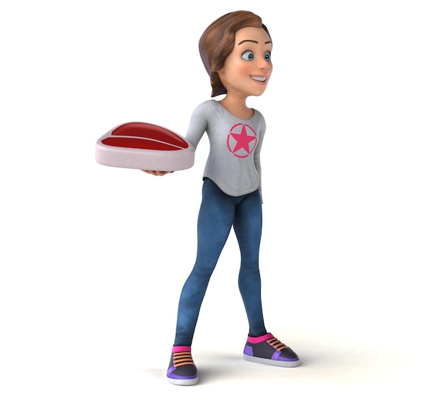 Fun 3D illustration of a cartoon teenage girl