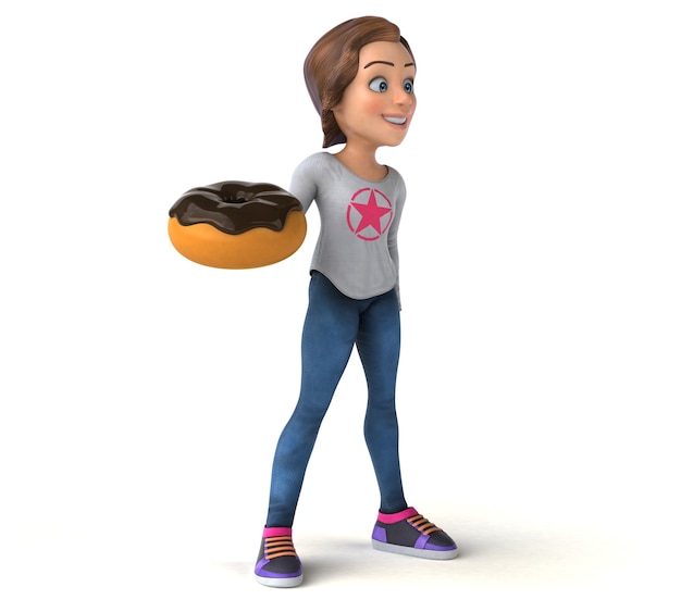 Fun 3D illustration of a cartoon teenage girl