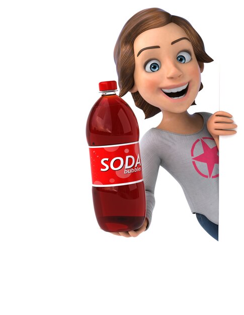 Fun 3D illustration of a cartoon teenage girl