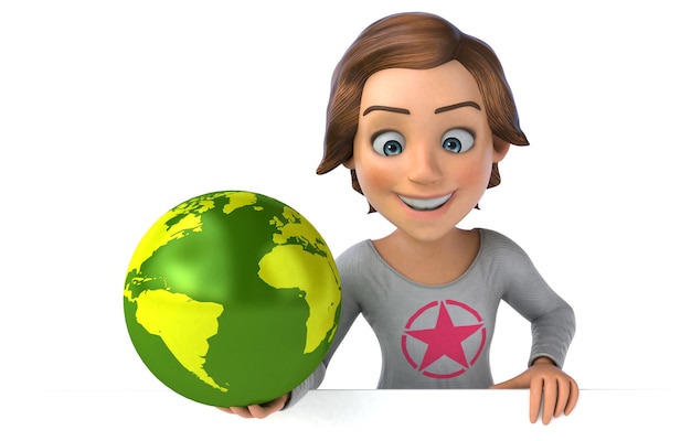 Fun 3D illustration of a cartoon teenage girl