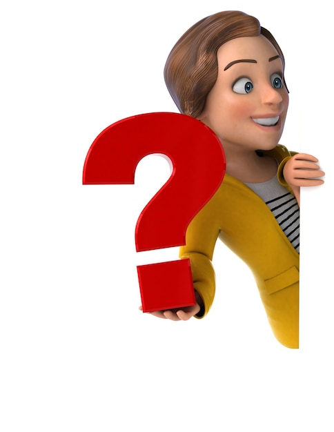 Fun 3D illustration of a cartoon teenage girl