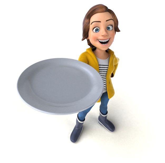 Fun 3D illustration of a cartoon teenage girl