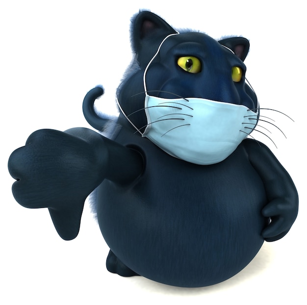 Fun 3D illustration of a cat with a mask