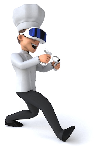 Fun 3D Illustration of a chef with a VR Helmet