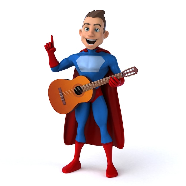 Fun 3D illustration of a fun superhero