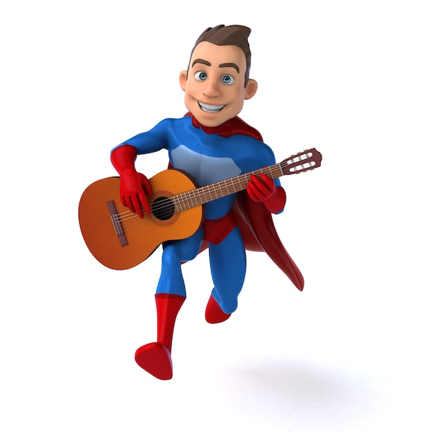 Fun 3D illustration of a fun superhero