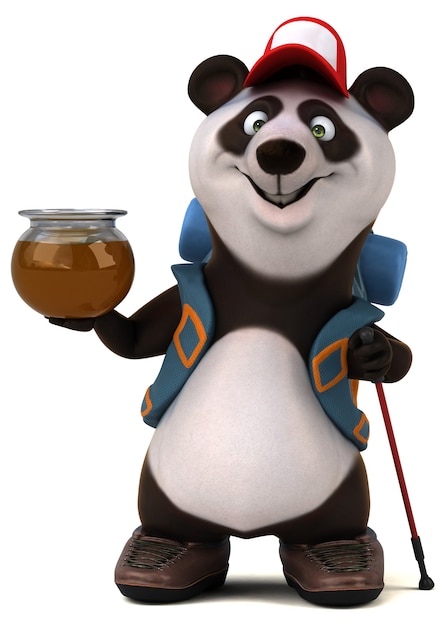 Fun 3D panda backpacker cartoon character