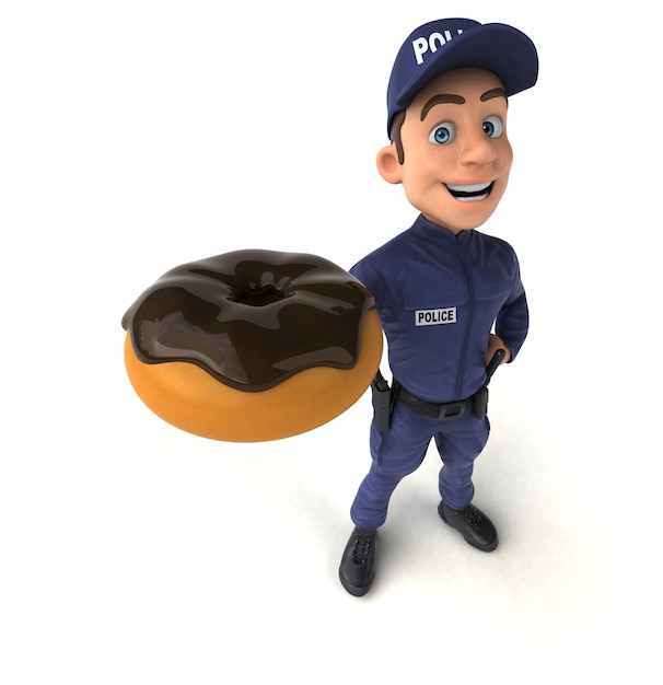 Fun 3D rendering of a cartoon Police Officer