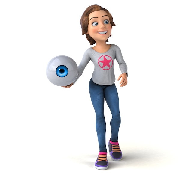 Fun 3D rendering of a cartoon teenage girl