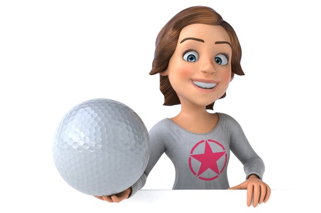 Fun 3D rendering of a cartoon teenage girl