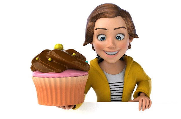 fun 3d rendering of a cartoon teenage girl