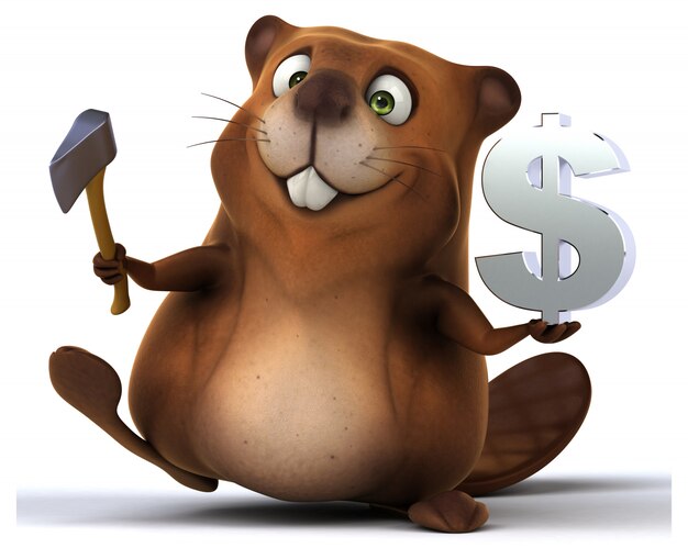 Fun 3D rendering of cute beaver