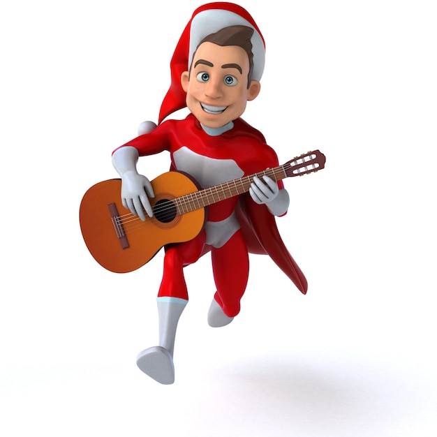 Divertente rendering 3d di un divertente super babbo natale