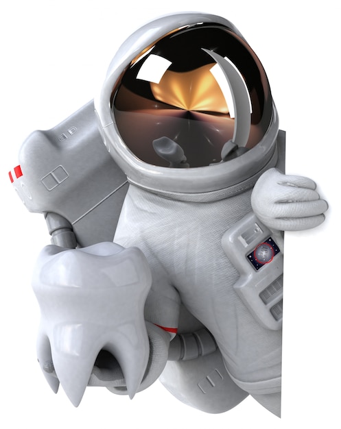 Fun astronaut with tooth