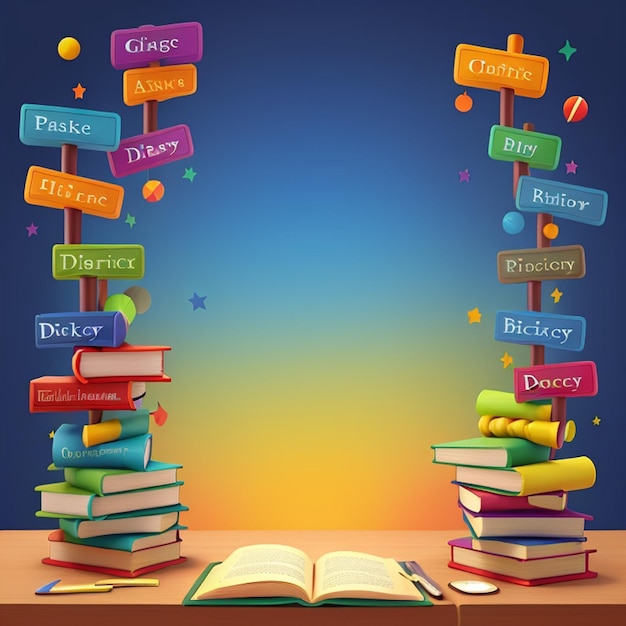 A fun background picture for a powerpoint presentation showcasing dictionaries and glossaries book