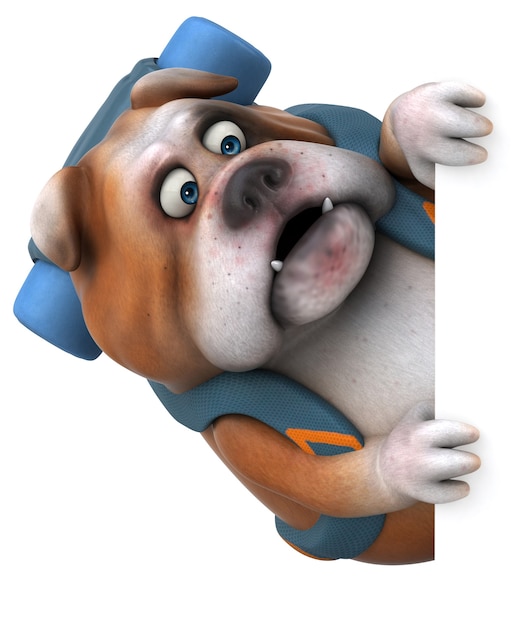 Fun backpacker bulldog cartoon character