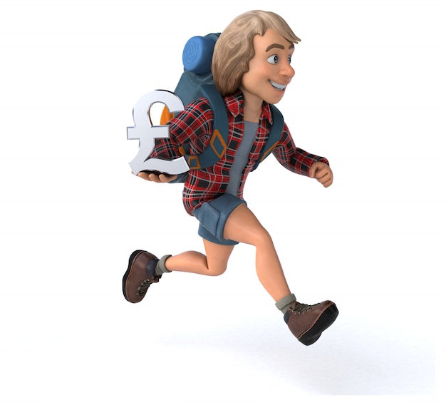 Fun backpacker cartoon guy