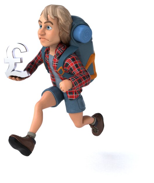 Fun backpacker cartoon guy