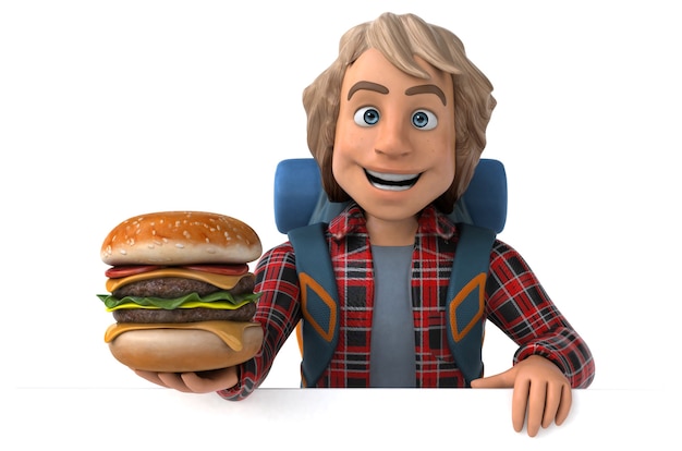 fun backpacker cartoon guy