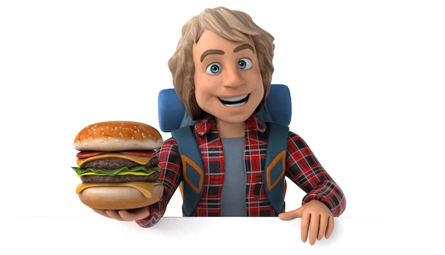 fun backpacker cartoon guy