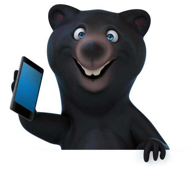 Fun bear with a phone - 3D Illustration