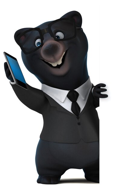 Fun bear with a phone - 3D Illustration