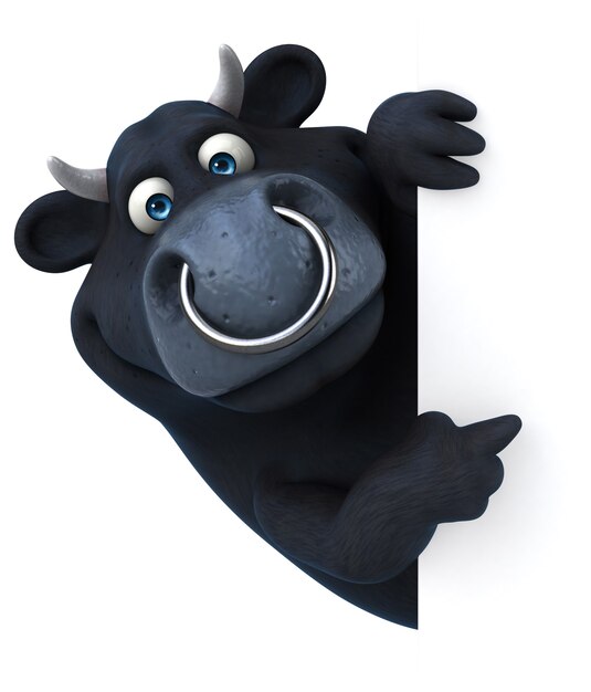 Fun black bull - 3D Illustration