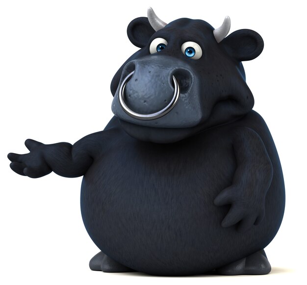 Fun black bull - 3D Illustration