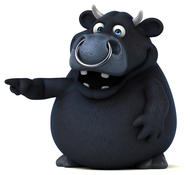 Fun black bull - 3D Illustration