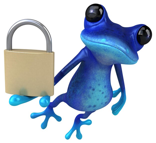 Fun blue frog - 3D Illustration