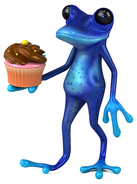 Забавная синяя лягушка - 3D иллюстрации